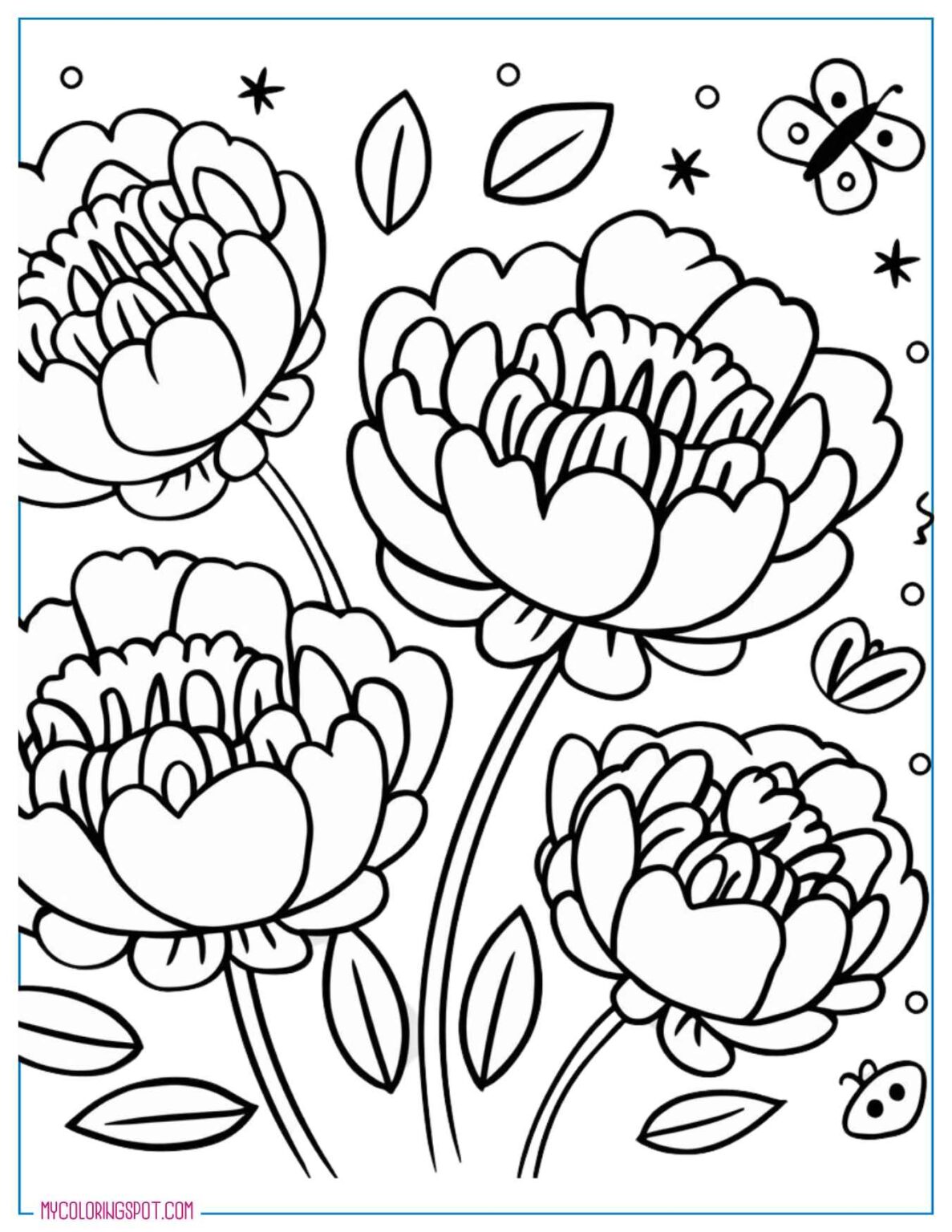 20 Free Peonies Coloring Pages for Adults and Kids – My Coloring Spot